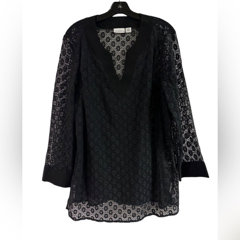 Liz Claiborne Black Sheer Tunic with Tank Top Size XL